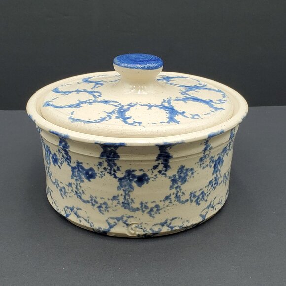 Westerwald Pottery Crock with Lid Spongeware Butter Pot Lidded Canister Jar - Picture 7 of 7